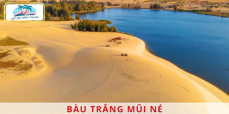 Bàu Trắng nổi bật với cồn cát trắng tinh khôi và hồ nước ngọt trong xanh